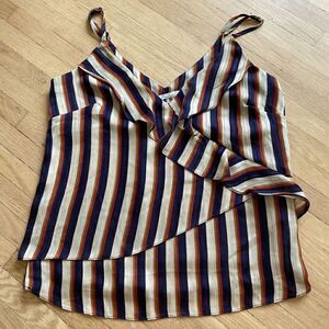 Womens XS Floreat Anthropologie Tiered Tank Top Silver Navy Orange Stripe